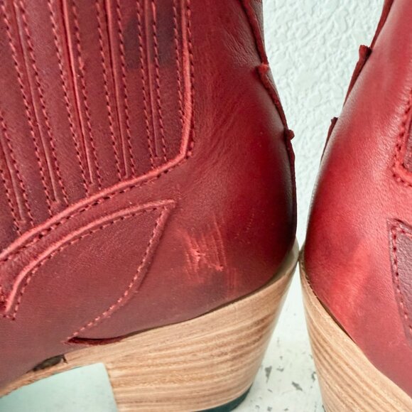 Lane CHELSEA Womens Cowboy Booties Western Red Short Ankle Boots Womens Size 8.5 - Picture 11 of 15